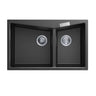 Aquaperla Carysil 800x500mm Matte Black Double Bowl Granite Sink