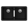 Aquaperla Carysil 824x481mm Matte Black Double Bowl Granite Sink