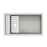 Aquaperla Carysil Harmony 780x460mm Matte White Single Bowl Granite Sink with Bottom Grid