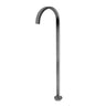 Aquaperla Cavallo Brushed Nickel Freestanding Bath Spout - Square Gooseneck, Floor Mounted, Stainless Steel