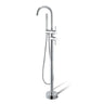 Aquaperla Chrome Freestanding Bath Mixer with Hand Shower - Round Gooseneck, Floor Mounted
