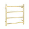 Aquaperla Light Brushed Brass heated towel rail, 4 bars, round