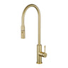 Aquaperla Light Brushed Brass Pull Out Kitchen Mixer Tap - Slim Pin Lever