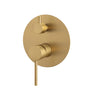 Aquaperla Lucid Pin Brushed Brass shower wall mixer with diverter