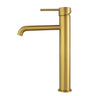 Aquaperla Lucid Pin Brushed Brass tall basin mixer tap for vessel and above-counter basins