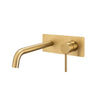 Aquaperla Lucid Pin Brushed Brass wall basin mixer set with spout