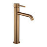 Aquaperla Lucid Pin Brushed Copper tall basin mixer tap for vessel and above-counter basins