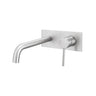 Aquaperla Lucid Pin Brushed Nickel wall basin mixer set with spout