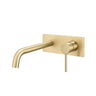 Aquaperla Lucid Pin Light Brushed Brass wall basin mixer set with spout