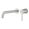 Aquaperla Lucid Pin separate plates Brushed Nickel wall basin mixer set with spout