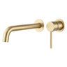 Aquaperla Lucid Pin separate plates Light Brushed Brass wall basin mixer set with spout