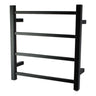 Aquaperla Matte Black heated towel rail, 4 bars, square