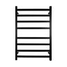 Aquaperla Matte Black heated towel rail, 8 bars, square