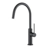 Aquaperla Matte Black Slim Gooseneck Kitchen Mixer Tap - Pin Lever