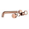 Aquaperla Moon separate plates Brushed Copper wall basin mixer set with spout