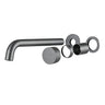 Aquaperla Moon separate plates Gunmetal wall basin mixer set with spout
