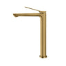 Aquaperla Rushy Brushed Brass tall basin mixer tap for vessel and above-counter basins