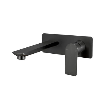 Aquaperla Vog Matte Black wall basin mixer set with spout