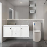 Chester Archie Hampton 1200mm Matte White PVC Waterproof Wall Hung Bathroom Vanity Brushed Gold Handles