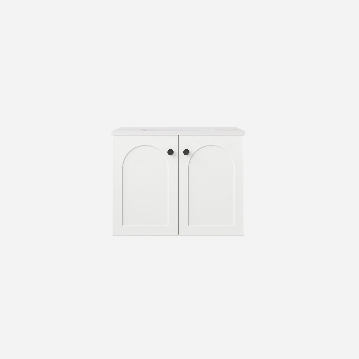 Chester Archie Hampton 600mm Matte White PVC Waterproof Wall Hung Bathroom Vanity Brushed Gold Handles