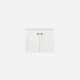 Chester Archie Hampton 600mm Matte White PVC Waterproof Wall Hung Bathroom Vanity Brushed Gold Handles