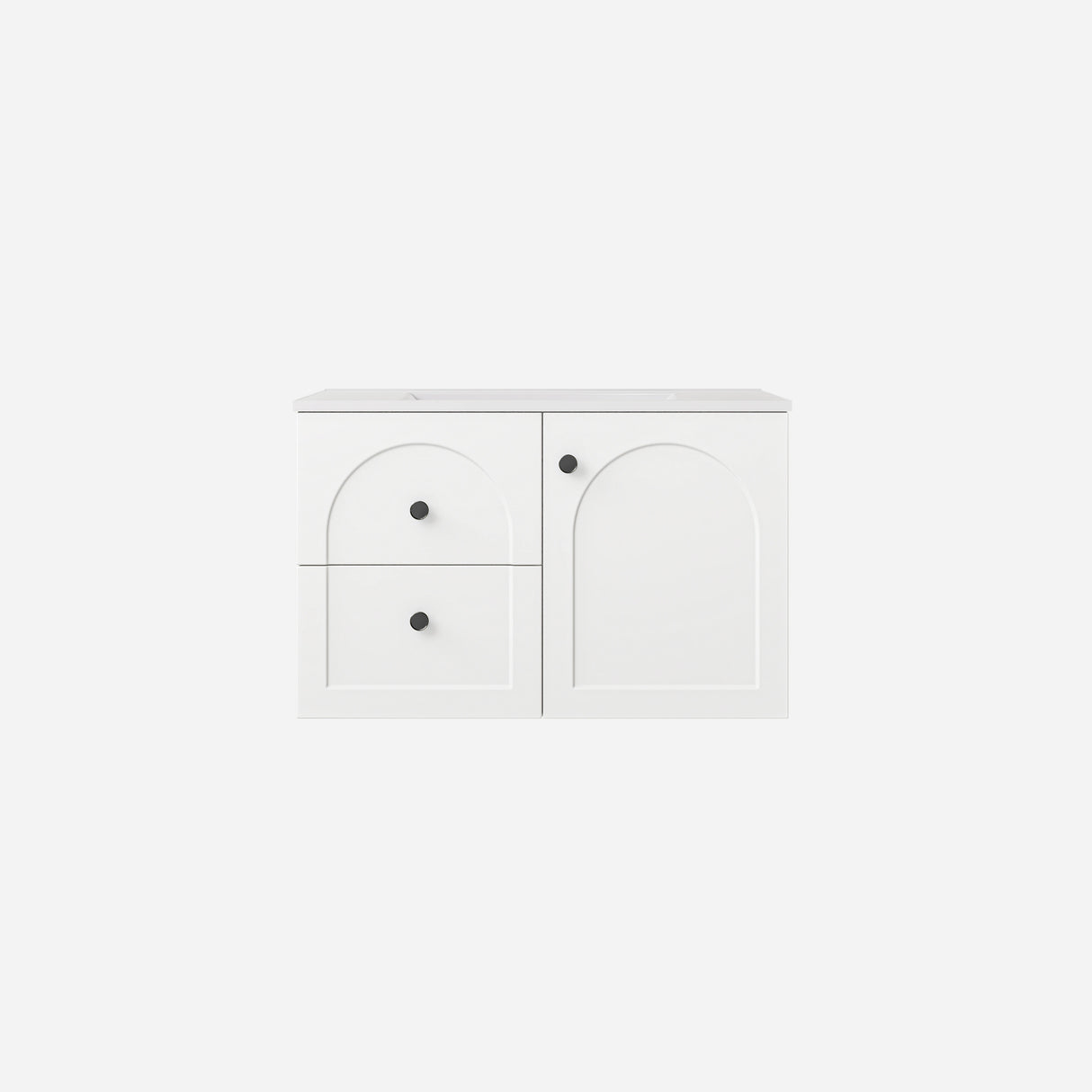 Chester Archie Hampton 750mm Matte White PVC Waterproof Wall Hung Bathroom Vanity Brushed Nickel Handles
