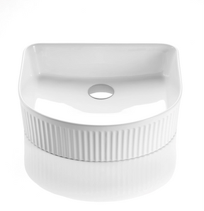 Arco Arched Flueted Above Counter Matte White Basin - RJ Bathroom