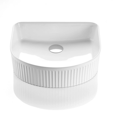 Arco Flueted Archie 400x350mm Above Counter Gloss White Basin - RJ Bathroom