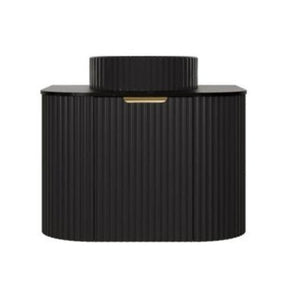 Avalon 600mm Fluted Curved Wall Hung Matte Black Vanity Carrara White Stone top - RJ Bathroom