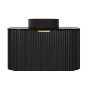 Avalon 750mm Fluted Curved Wall Hung Matte Black Vanity Calacatta Stone top - RJ Bathroom