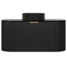 Avalon 900mm Fluted Curved Wall Hung Matte Black Vanity Nero Marquina Stone top - RJ Bathroom
