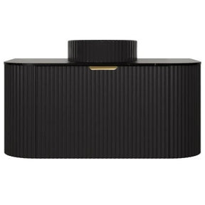 Avalon 900mm Fluted Curved Wall Hung Matte Black Vanity Nero Marquina Stone top - RJ Bathroom