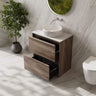 Bella Timber Look Notaio Walnut 750mm Two Drawer Freestanding Vanity with Blank White stone top and above counter basin - RJ Bathroom