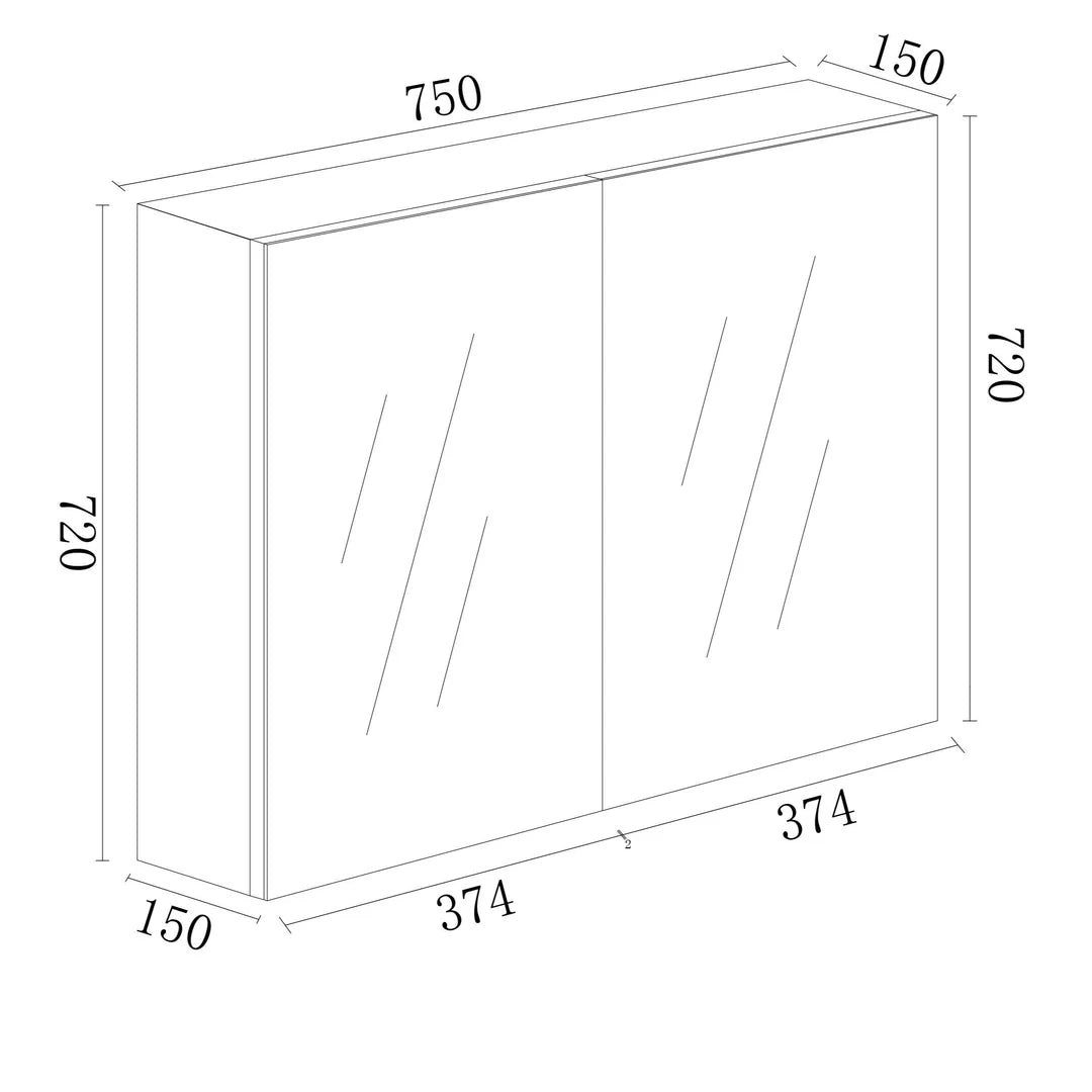 Bianca Gloss White PVC Waterproof 750mm Mirror Shaving Cabinet - RJ Bathroom