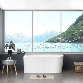 Binge 1400mm Left Corner Back to Wall Gloss White Bathtub - RJ Bathroom