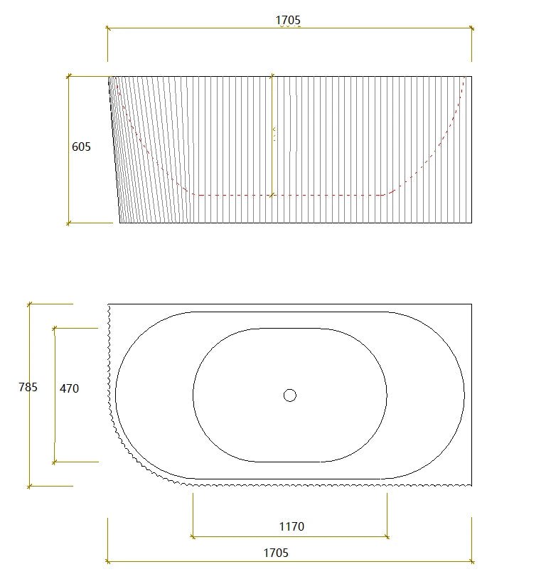 Binge 1700mm Fluted Right Corner Back to Wall Matte White Bathtub - RJ Bathroom