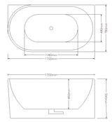 Binge 1700mm Right Corner Back to Wall Gloss White Bathtub - RJ Bathroom