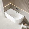 Bingie 1400mm left skirted corner bath with overflow in Gloss White
