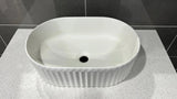 Bondi Wave Groove Fluted Oval Matte White Above Counter Basin - RJ Bathroom