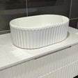 Bondi Wave Groove Fluted Oval Matte White Above Counter Basin - RJ Bathroom