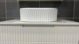 Bondi Wave Groove Fluted Oval Matte White Above Counter Basin - RJ Bathroom