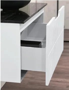 Bondi Wave Groove Fluted Vanity 750mm Matte White With Stone Top - RJ Bathroom