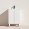 Brighton Fluted 600mm Single Bowl Freestanding Vanity - Matte White Carrara Dimond Sintered Top 50mm - RJ Bathroom