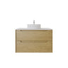 Brooklyn 900mm Red Oak Timber Wall Hung Vanity front view with 2 soft-close drawers - RJ Bathroom