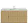 Brooklyn 1200mm Fluted Red Oak Timber Wall Hung Vanity front view with 1 door + 2 soft-close drawers (single bowl) - RJ Bathroom