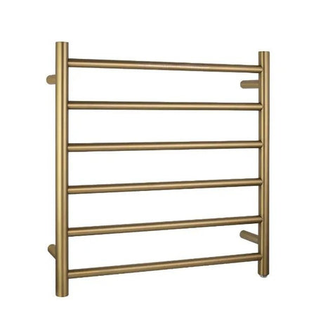 Brushed Gold Electric Heated Towel Rail Towel Rack 6 Bars - RJ Bathroom