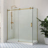 Brushed Gold frameless corner sliding shower screen with 10mm glass sliding door and return panel