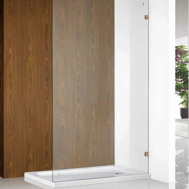 Brushed Gold Frameless Fixed Panel Walk in Shower Screen 2000mm - RJ Bathroom