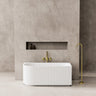 Capri 1500mm fluted right corner freestanding bath in Gloss White