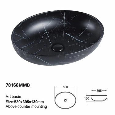 Carey Above Counter Matte Marble Black Basin - RJ Bathroom
